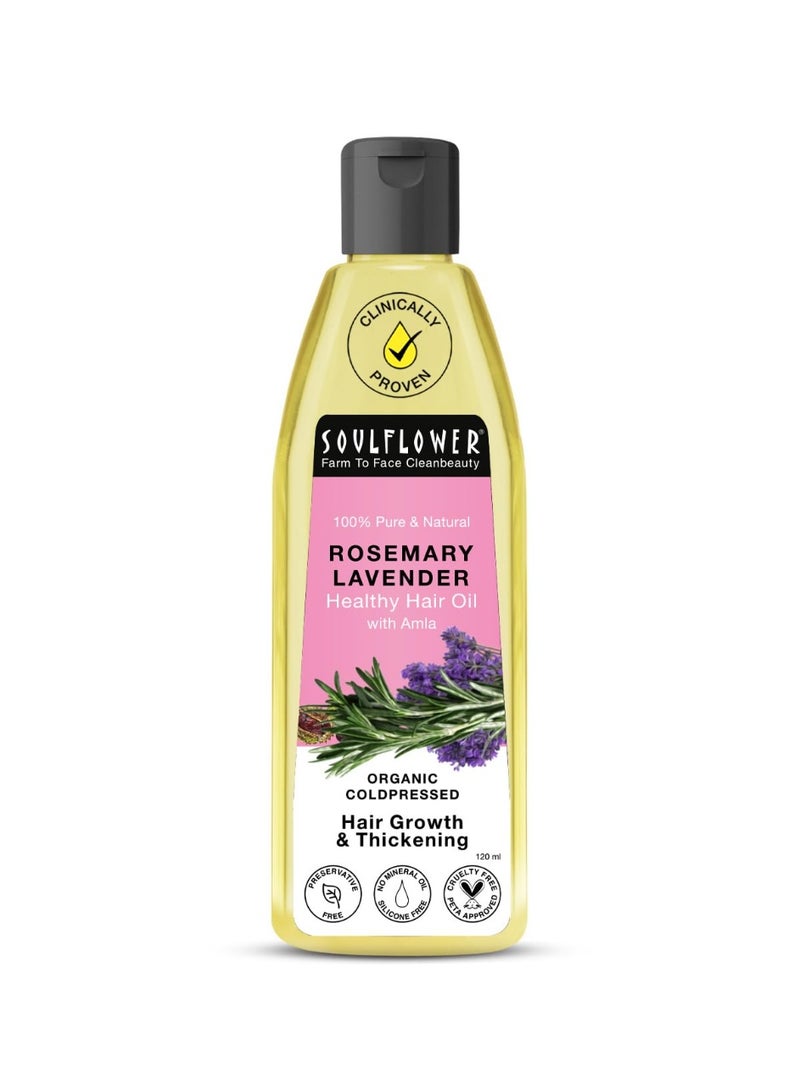 Soulflower Rosemary Lavender Hair Oil For Healthy Hair, Scalp Nourishment, Hair Growth - 100% Pure & Natural Undiluted Cold Pressed Oil, 120Ml - Image 1